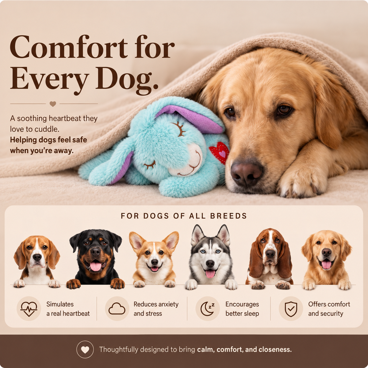 Calm Bunny™ Heartbeat Comfort Toy